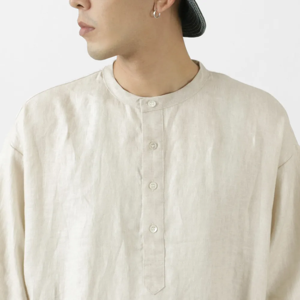 ROCOCO T-Shirts^/ Linen cloth Henley Neck T-Shirt