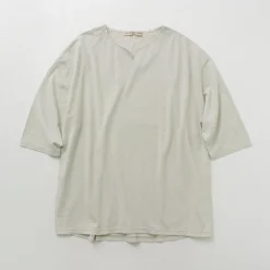 ROCOCO T-Shirts^/ Linen Cotton Key Neck T-Shirt