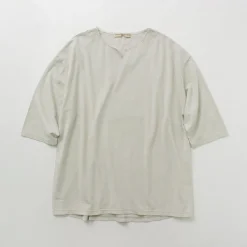 ROCOCO T-Shirts^/ Linen Cotton Key Neck T-Shirt