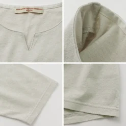 ROCOCO T-Shirts^/ Linen Cotton Key Neck T-Shirt