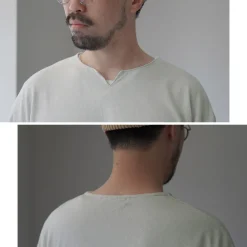 ROCOCO T-Shirts^/ Linen Cotton Key Neck T-Shirt
