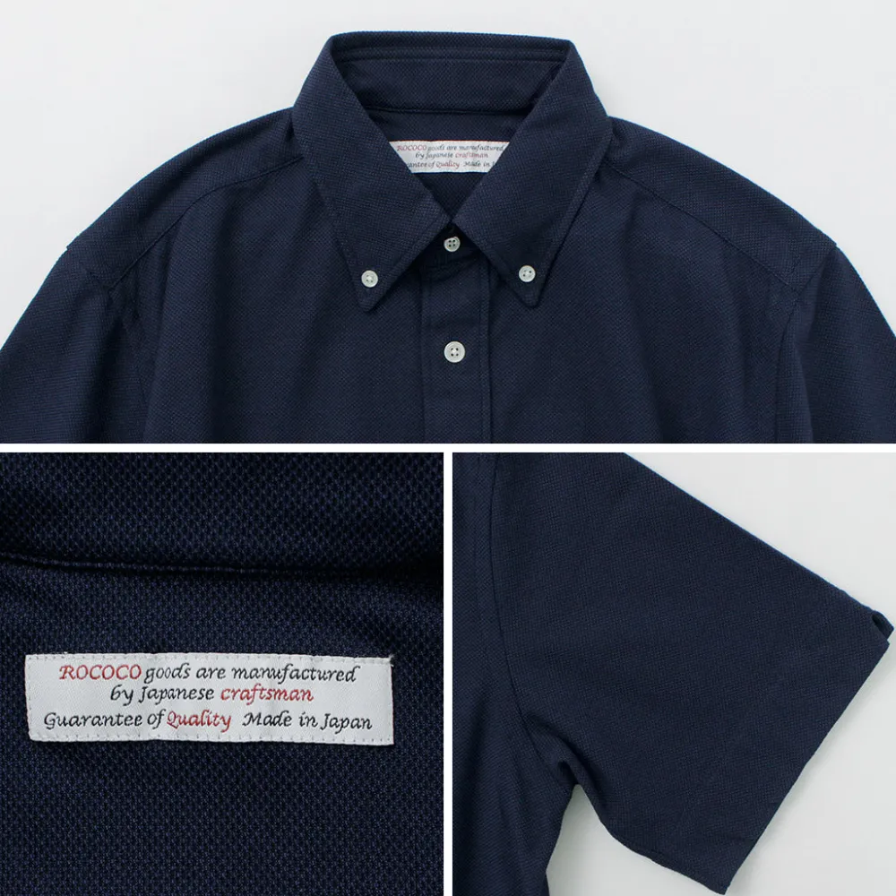 ROCOCO Shirts^/ Pique Short Sleeve Button Down Shirt