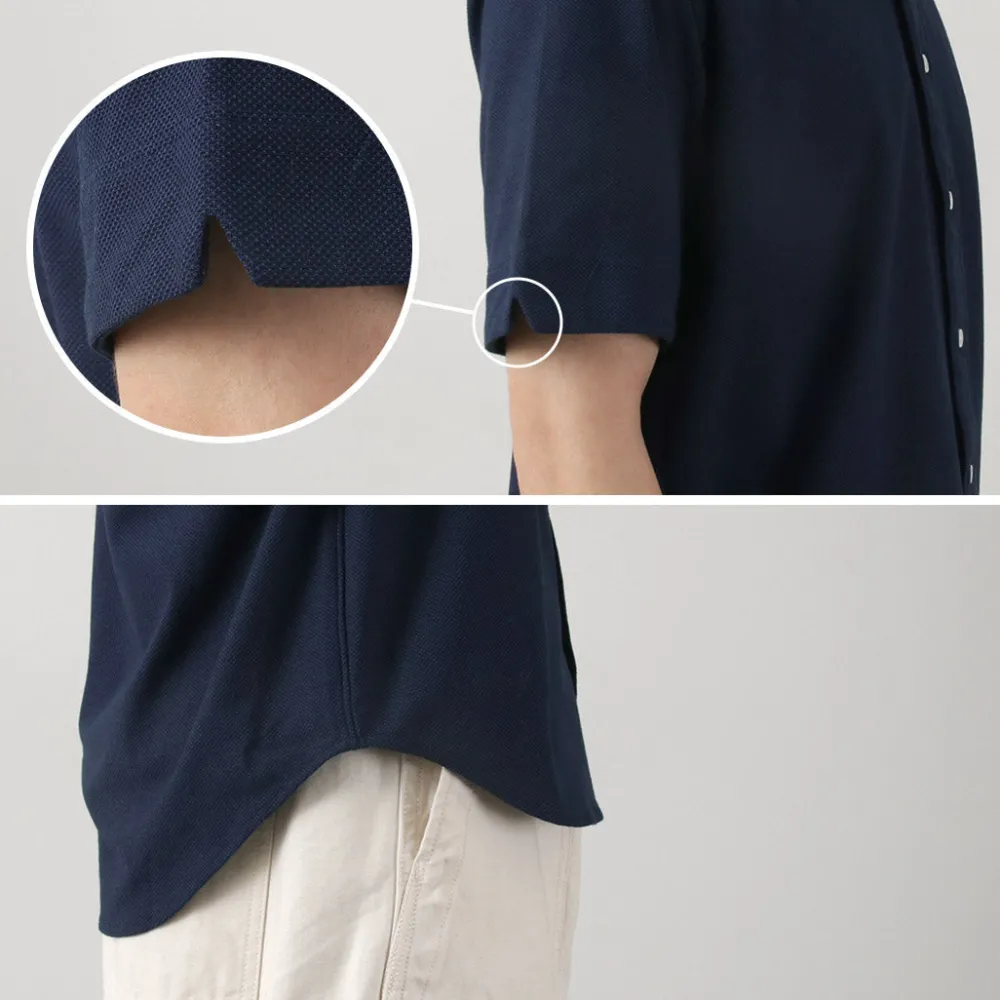 ROCOCO Shirts^/ Pique Short Sleeve Button Down Shirt