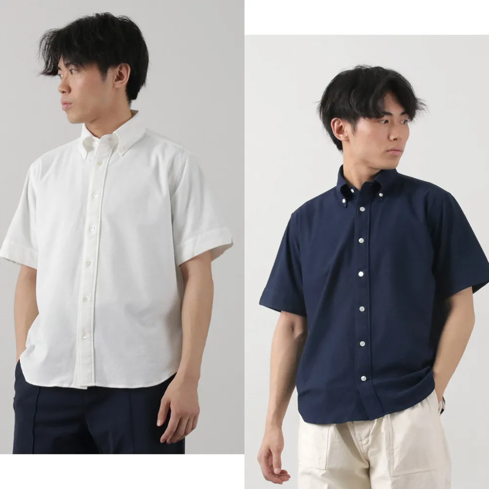 ROCOCO Shirts^/ Pique Short Sleeve Button Down Shirt