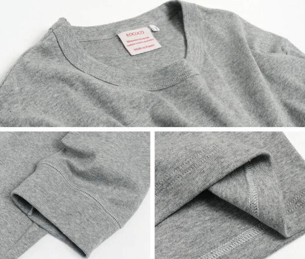 ROCOCO T-Shirts^/ Smooth Cotton Ribbed Crew T-Shirt