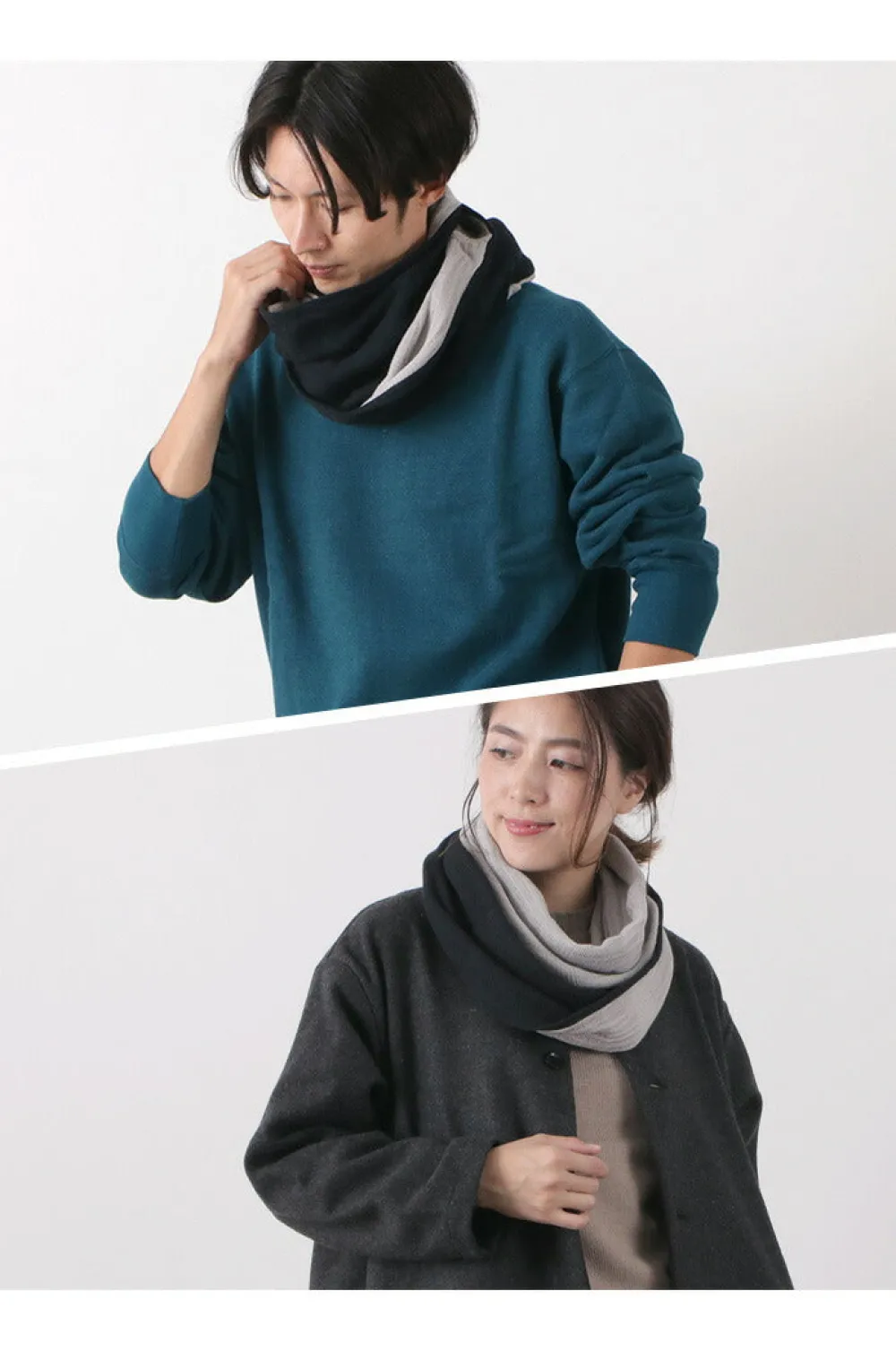 ROCOCO Scarfs^/ 2-Tone Snood Reversible Imabari Scarf