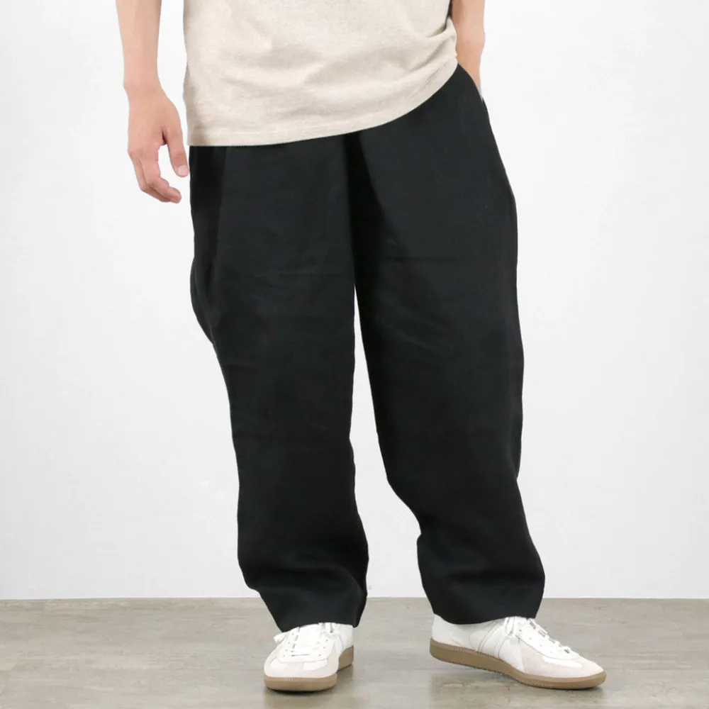 ROCOCO Trousers^/ Vintage Linen Wide Tucked Easy Pants