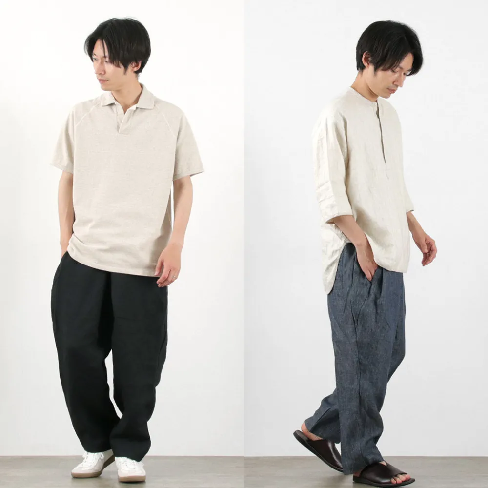 ROCOCO Trousers^/ Vintage Linen Wide Tucked Easy Pants