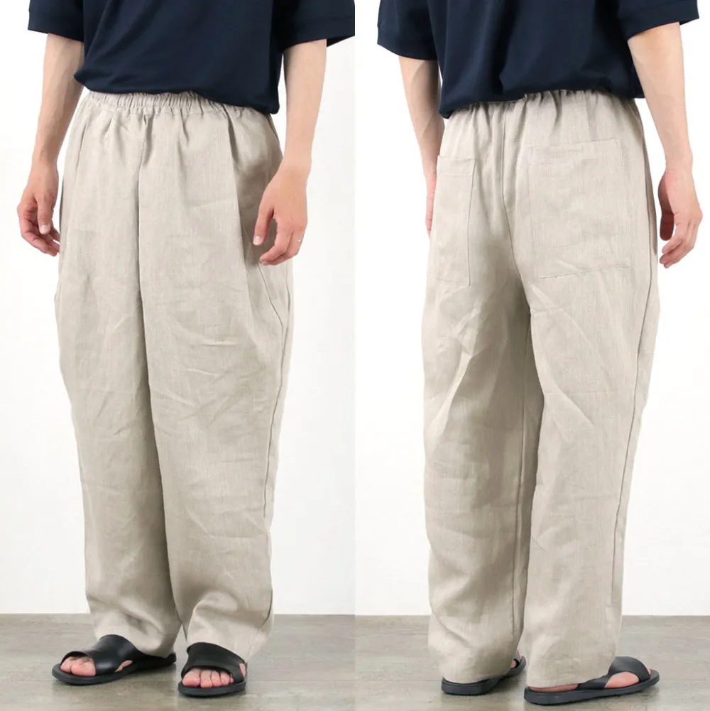 ROCOCO Trousers^/ Vintage Linen Wide Tucked Easy Pants