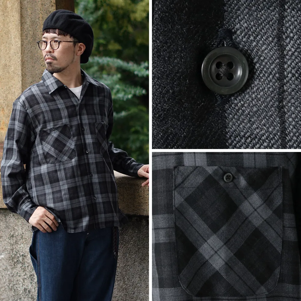 ROCOCO Shirts^/ Wool Open-Collared Shirt