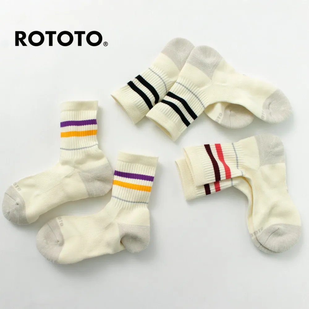 ROTOTO Socks^/ All Rounder 2 Stripe Merino Crew Socks