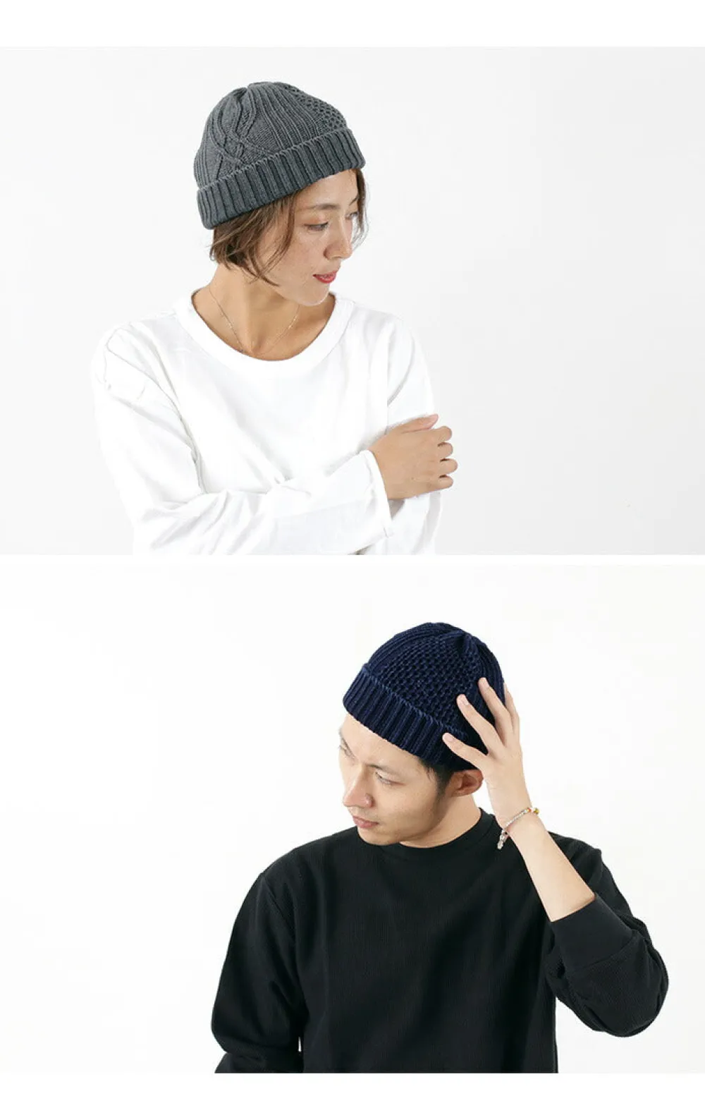 ROTOTO Hats^/ Aran Cable Indigo Wax Cap