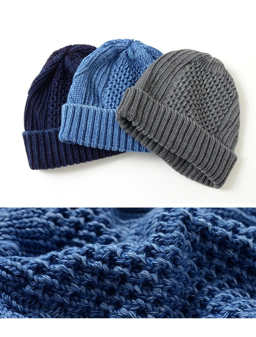 ROTOTO Hats^/ Aran Cable Indigo Wax Cap