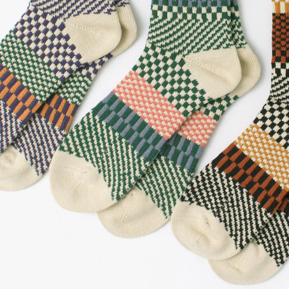 ROTOTO Socks^/ Check & Step Socks R1549