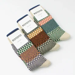 ROTOTO Socks^/ Check & Step Socks R1549