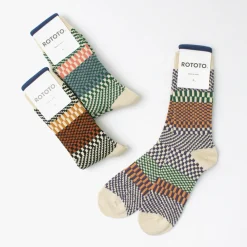 ROTOTO Socks^/ Check & Step Socks R1549