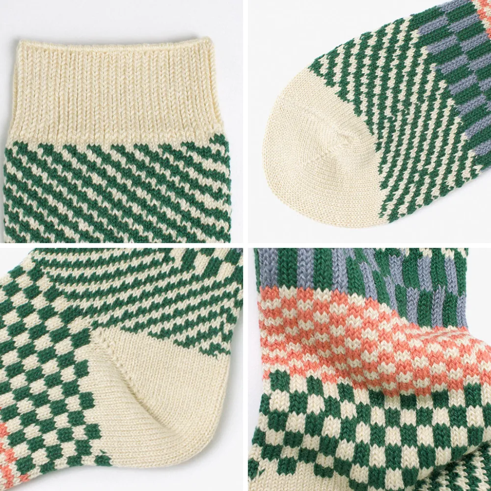 ROTOTO Socks^/ Check & Step Socks R1549