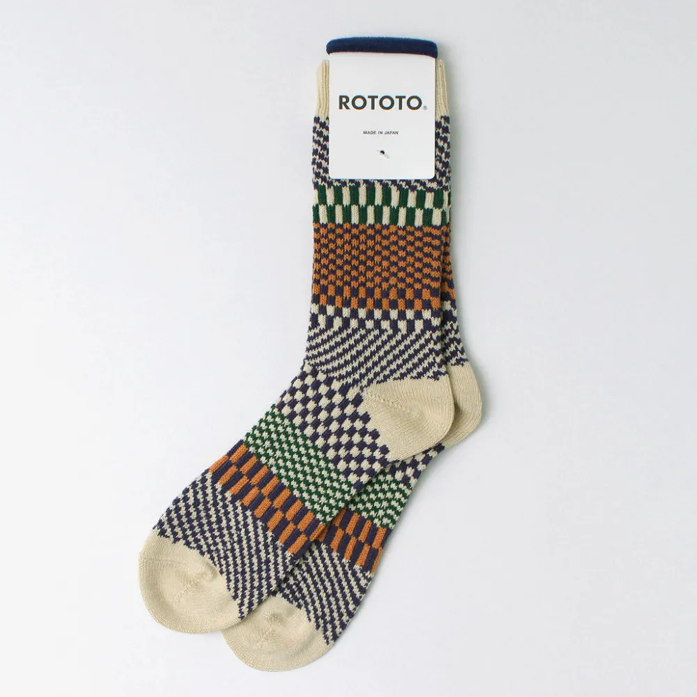 ROTOTO Socks^/ Check & Step Socks R1549