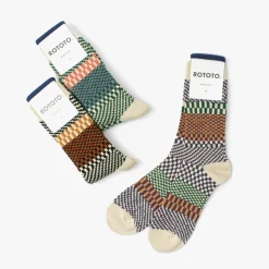 ROTOTO Socks^/ Check & Step Socks R1549