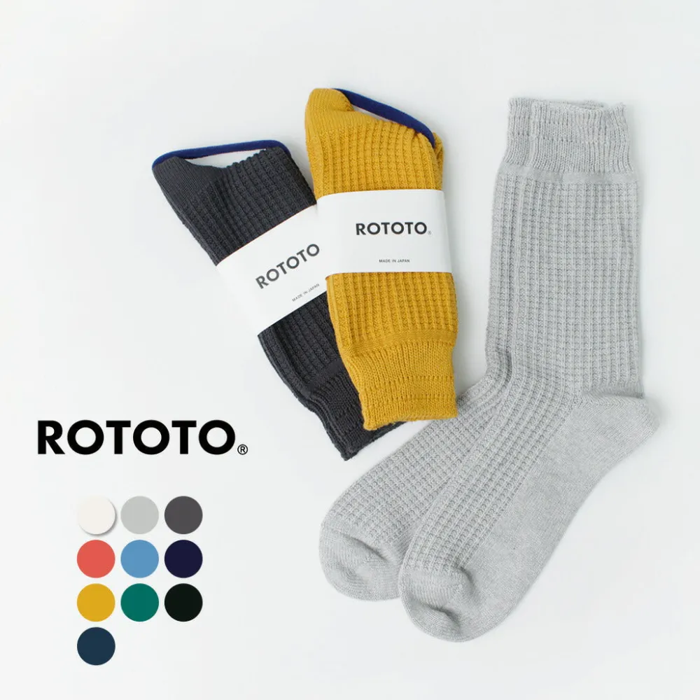 ROTOTO Socks^/ Cotton Waffle Crew Socks