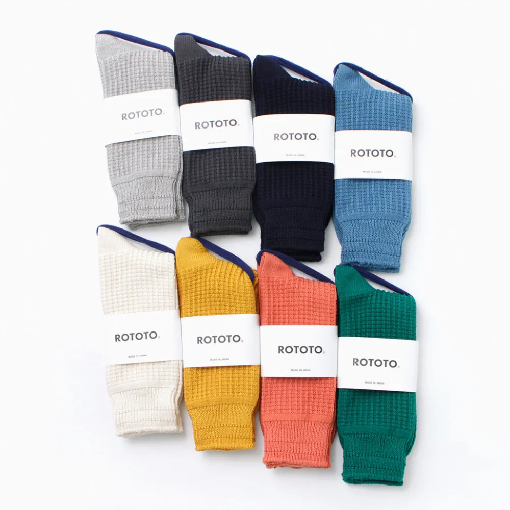 ROTOTO Socks^/ Cotton Waffle Crew Socks