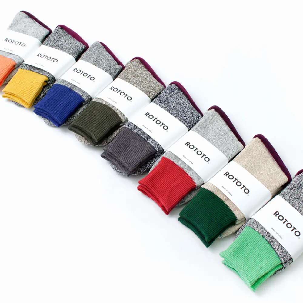 ROTOTO Socks^/ Double Face Crew Socks Silk & Cotton