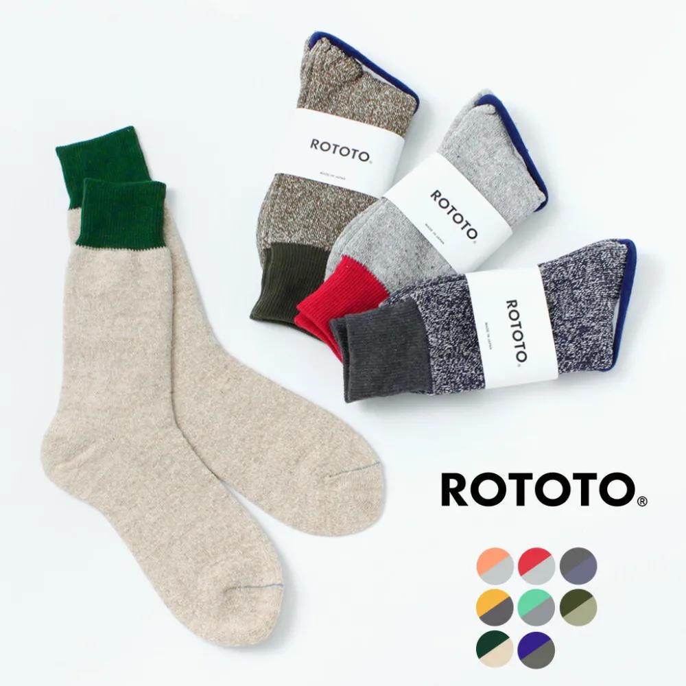 ROTOTO Socks^/ Double Face Crew Socks Silk & Cotton