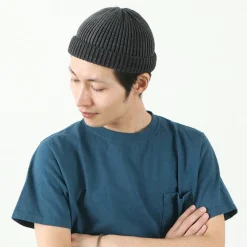 ROTOTO Hats^/ Indigo Cotton Roll Up Beanie