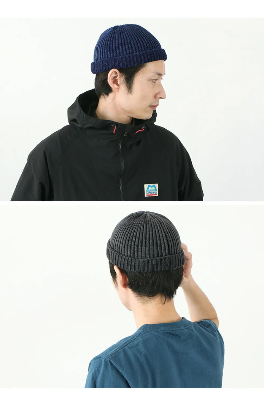ROTOTO Hats^/ Indigo Cotton Roll Up Beanie