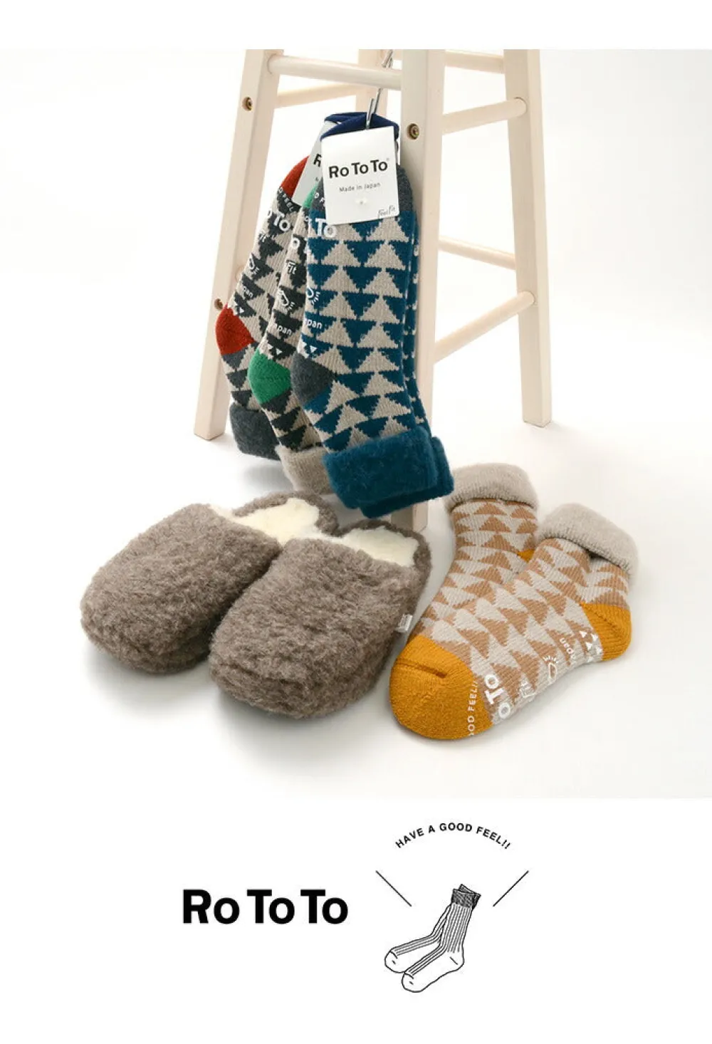 ROTOTO Socks^/ R1179 Comfy Room Socks SANKAKU