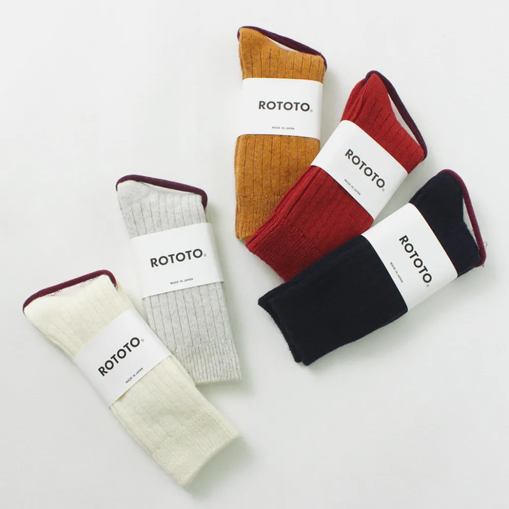 ROTOTO Socks^/ R1327 Cotton wool ribbed crew socks