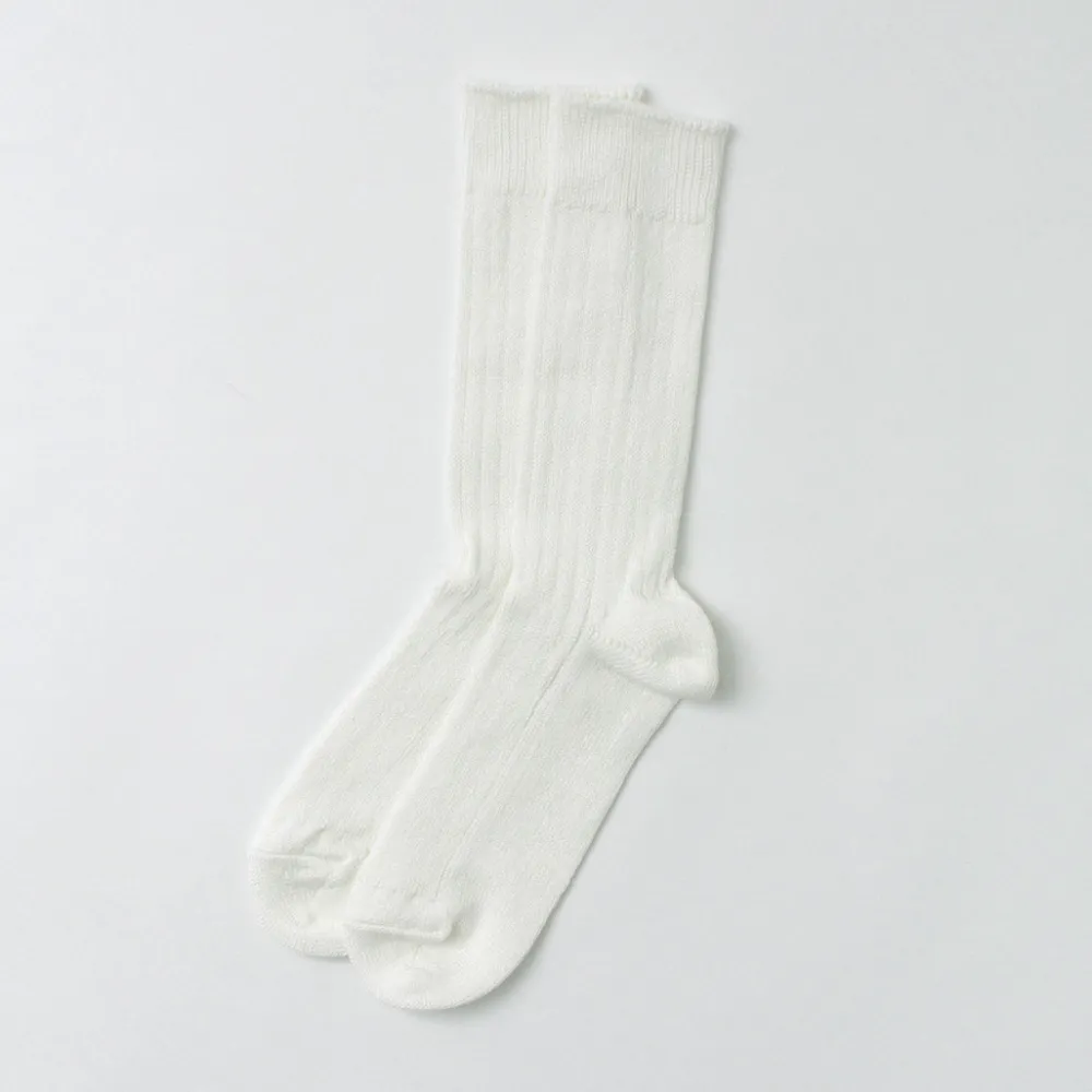 ROTOTO Socks^/ R1461 linen cotton ribbed socks