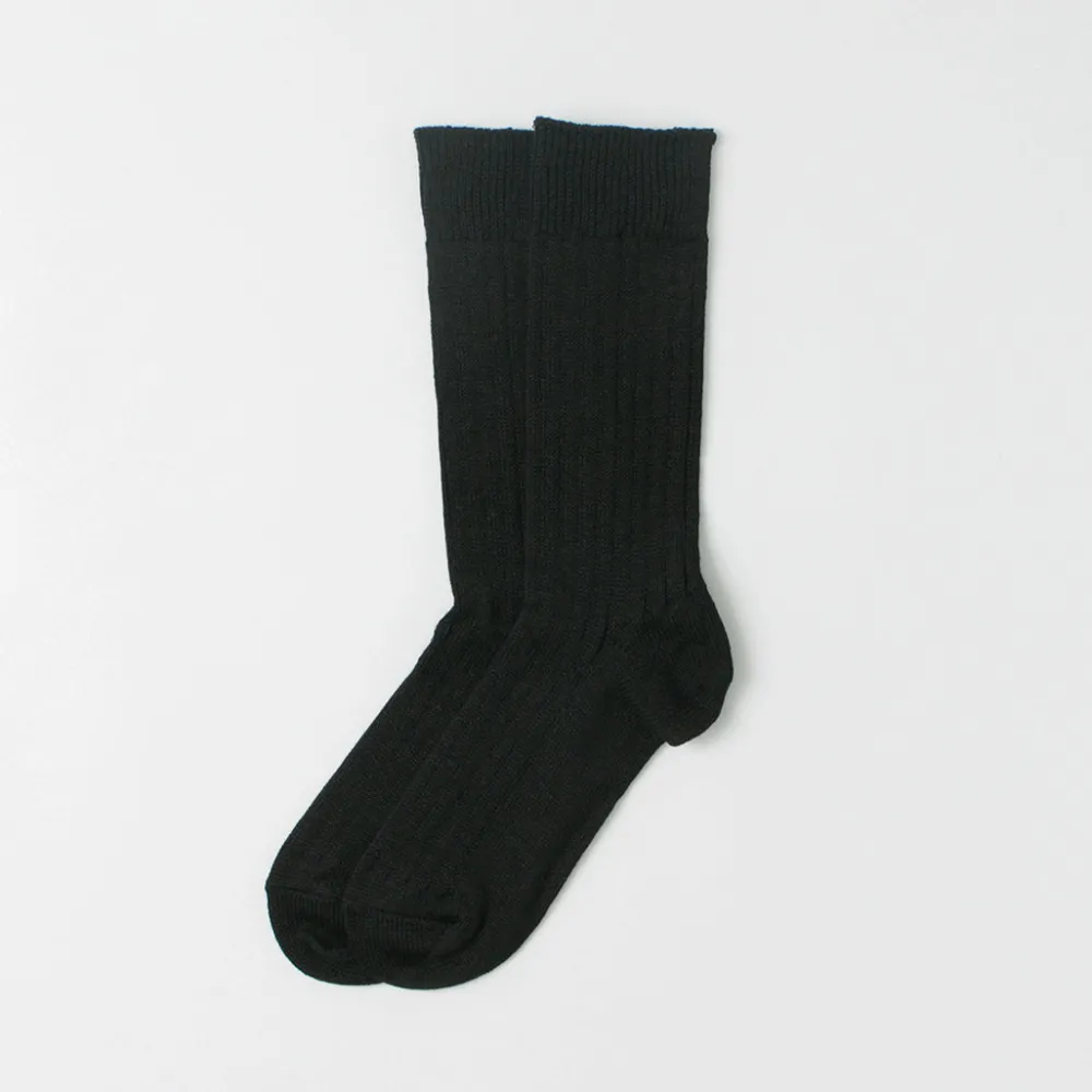 ROTOTO Socks^/ R1461 linen cotton ribbed socks