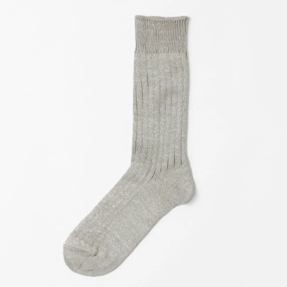 ROTOTO Socks^/ R1461 linen cotton ribbed socks