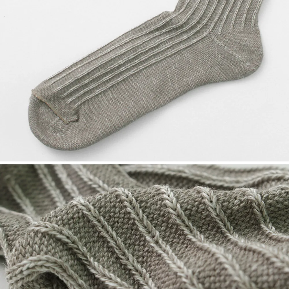 ROTOTO Socks^/ R1461 linen cotton ribbed socks
