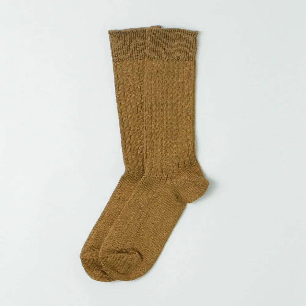 ROTOTO Socks^/ R1461 linen cotton ribbed socks