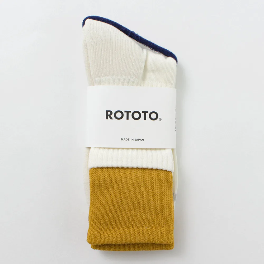 ROTOTO Socks^/ R1421 Organic cotton double layer crew socks