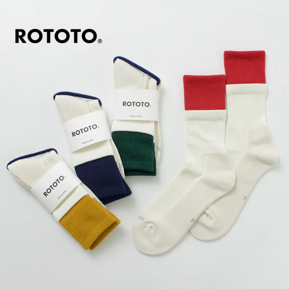 ROTOTO Socks^/ R1421 Organic cotton double layer crew socks