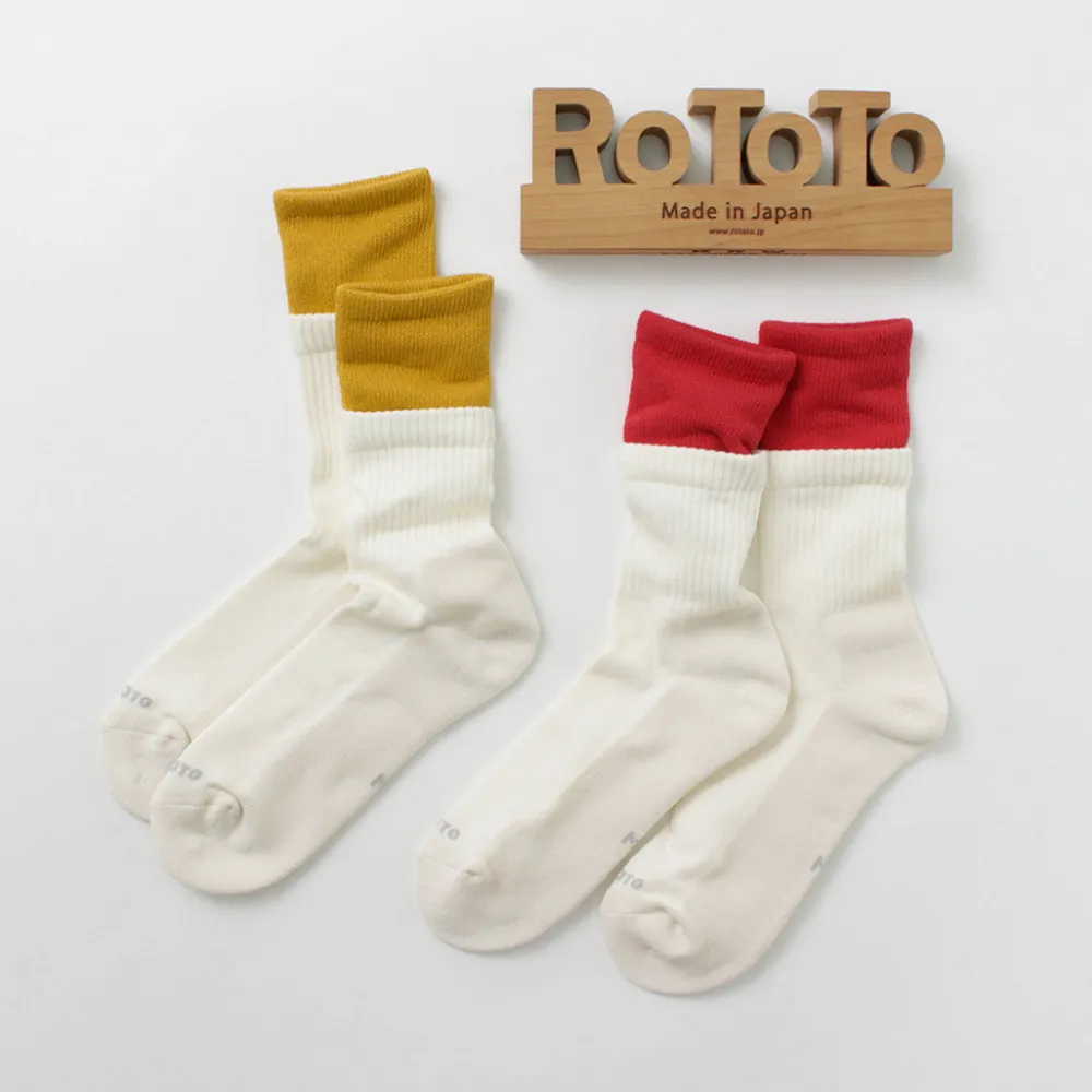 ROTOTO Socks^/ R1421 Organic cotton double layer crew socks