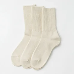 ROTOTO Socks^/ R1427 Organic Daily 3 Pack Ribbed Crew Socks