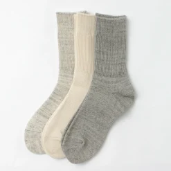 ROTOTO Socks^/ R1427 Organic Daily 3 Pack Ribbed Crew Socks