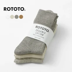 ROTOTO Socks^/ R1427 Organic Daily 3 Pack Ribbed Crew Socks