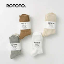 ROTOTO Socks^/ R1427 Organic Daily 3 Pack Ribbed Crew Socks