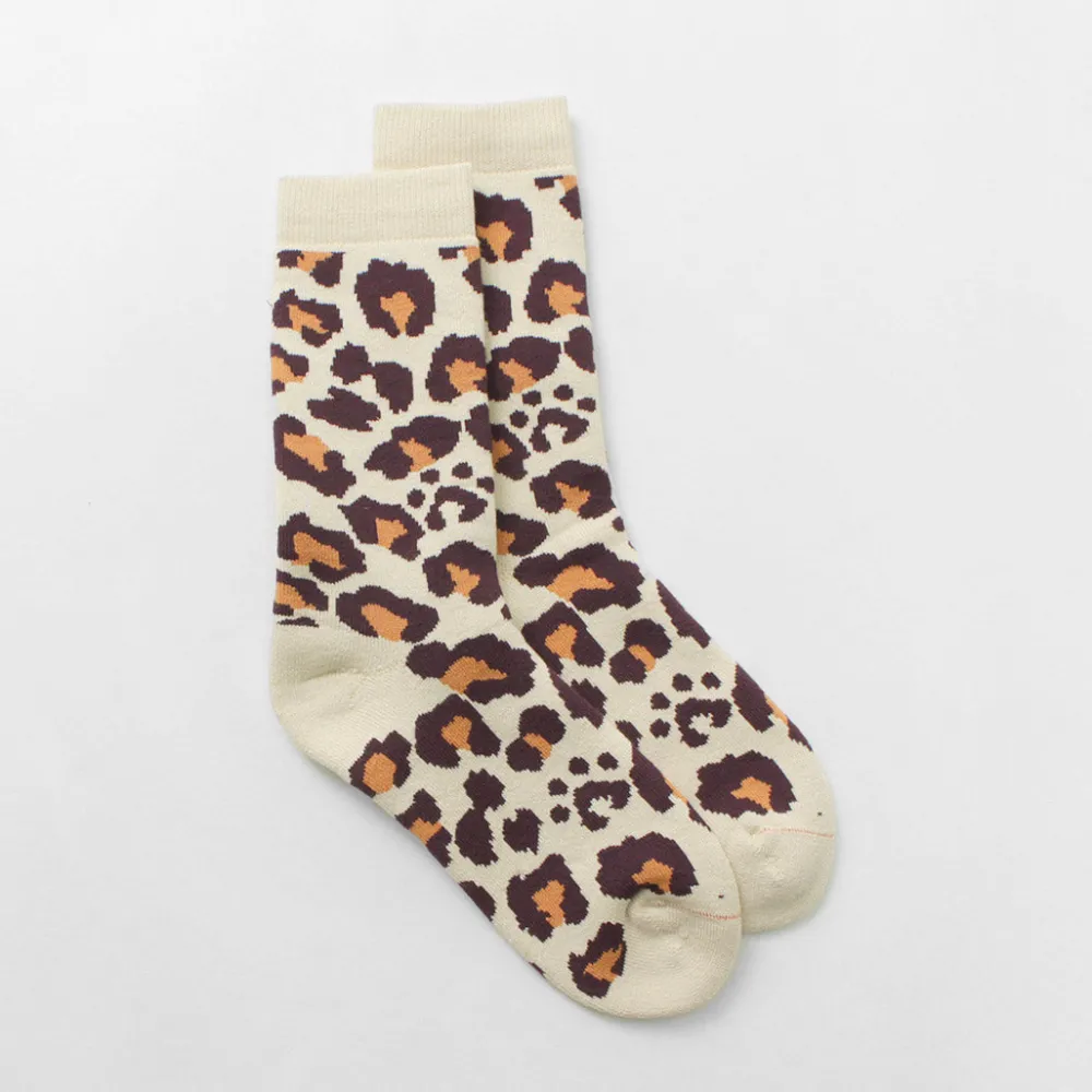 ROTOTO Socks^/ R1340 Pile leopard crew sock