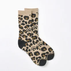 ROTOTO Socks^/ R1340 Pile leopard crew sock