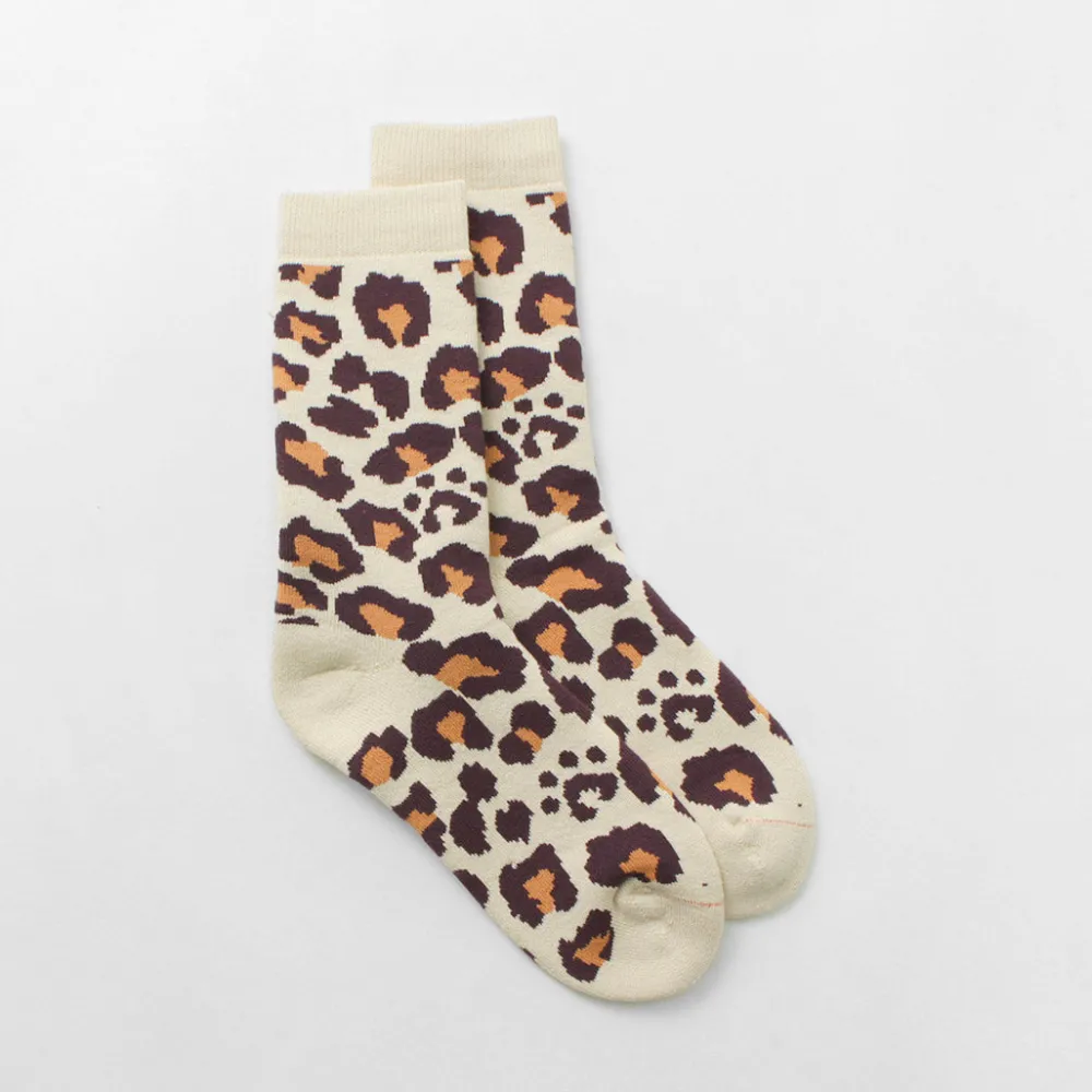 ROTOTO Socks^/ R1340 Pile leopard crew sock