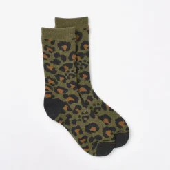 ROTOTO Socks^/ R1340 Pile leopard crew sock