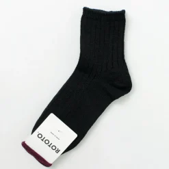 ROTOTO Socks^/ R1462 Short linen cotton ribbed socks