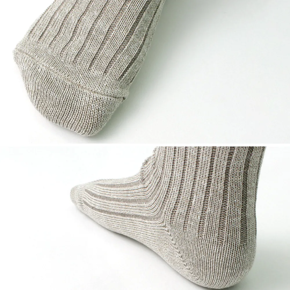 ROTOTO Socks^/ R1462 Short linen cotton ribbed socks