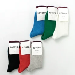 ROTOTO Socks^/ R1462 Short linen cotton ribbed socks